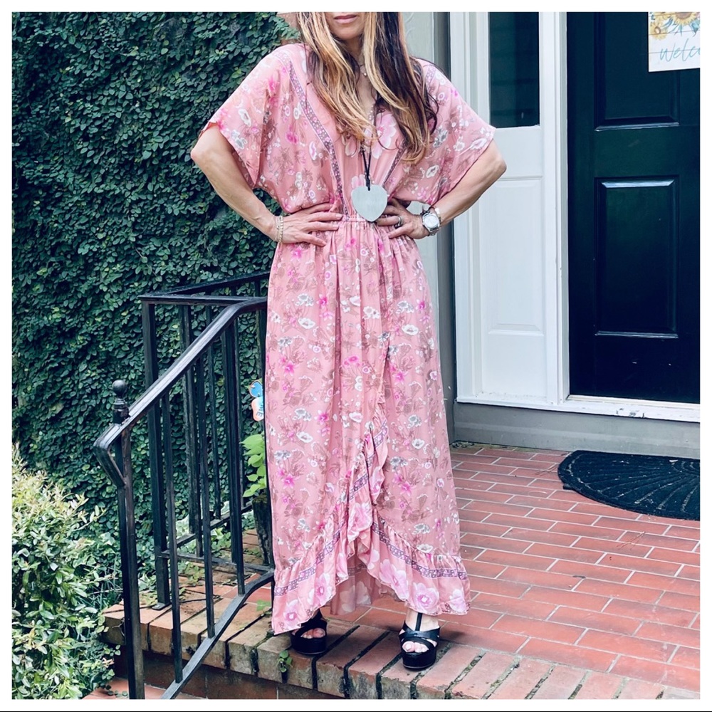 Faux Wrap Floral Beautiful Maxi Dress - Picture 3 of 12